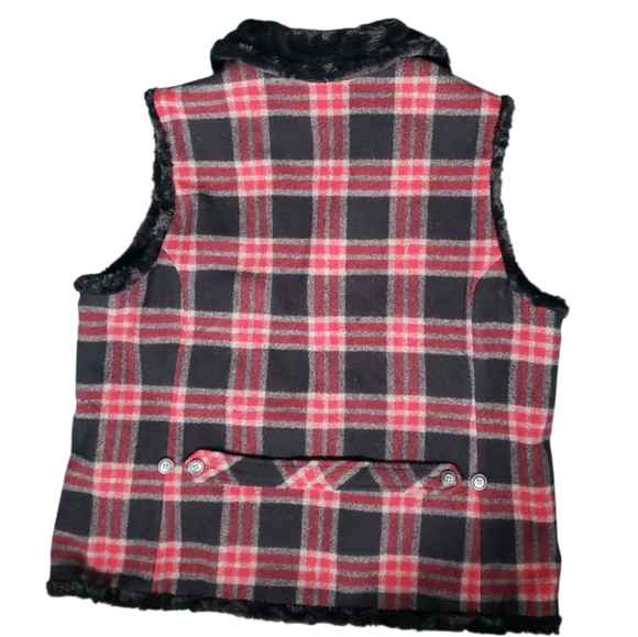 Vintage Woolrich Plaid Vest Buffalo Check Wool Blnd Faux Fur Gorp Outdoor Camp - Picture 11 of 12